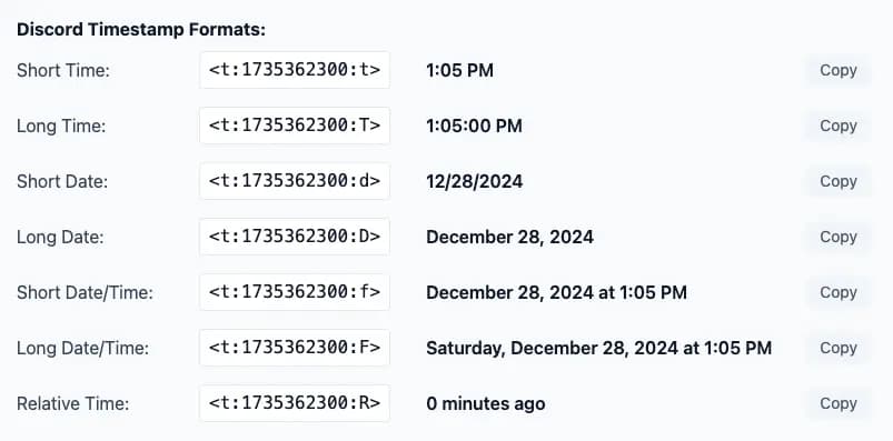 discord timestamp converter's time selector