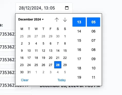 discord timestamp converter's time selector